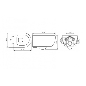 Комплект инсталляции Berges Atom 410 c кнопкой черной и унитазом Ego XL Rimless Soft Close