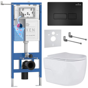 Комплект инсталляции 6 в 1 Roxen StounFix Dual Fresh 580109 с аромадозатором, черный матовый