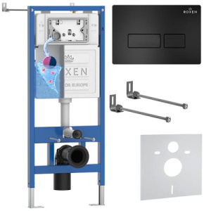 Комплект инсталляции 4 в 1 Roxen StounFix Dual Fresh 847702 с аромадозатором, черный матовый