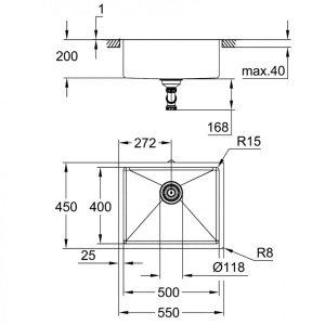 Кухонная мойка Grohe K700U 31574DL1 / 31574GN1, 55х45, теплый закат