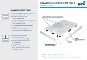 Душевой поддон RGW Stone Tray ST-W белый ширина 80, 150х80