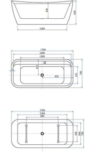 Акриловая ванна Allen Brau Infinity 2 2.21002.20/CGM / 2.21002.21/CGM, 170х78, белый матовый, цементно-серый