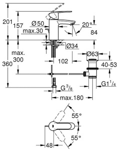 Смеситель для умывальника Grohe Eurostyle Cosmopolitan 3355220E