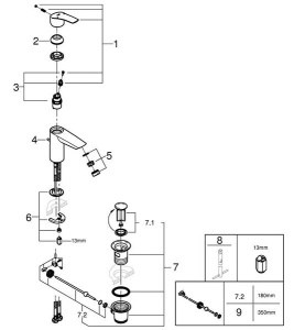 Смеситель для умывальника Grohe Eurosmart 23456003