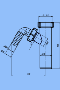 Отвод стиральной машины 1 1/2"*40 М140 (Россия)