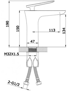 Смеситель для умывальника Ganzer GZ51011-D