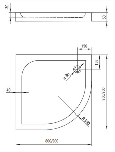 Душевой поддон Deante Cubic KTK 051B / KTK 052B, 90х90