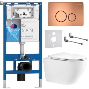Комплект инсталляции 6 в 1 Roxen StounFix Dual Fresh 967320 с аромадозатором, бронза (розовое золото)