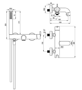 Смеситель для ванны Deante Silia Hexa Steel BHS F11M