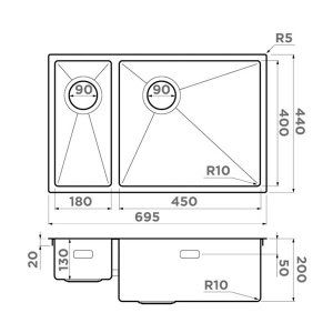 Кухонная мойка Omoikiri Taki 69-2-U/IF-GB-L Side / 69-2-U/IF-GB-R Side