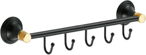 Планка с крючками Fixsen Luksor FX-71605-4B / FX-71605-5B, 32 см 4 крючка, черный