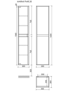 Пенал Sancos Marmi 1.0 / Marmi 2.0 дуб чарльстон