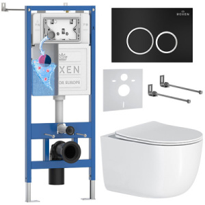 Комплект инсталляции 6 в 1 Roxen StounFix Dual Fresh 964295 с аромадозатором, черный матовый