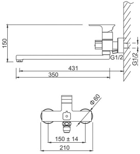 Смеситель для ванны Gerhans K13108