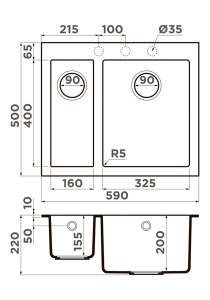 Кухонная мойка Omoikiri Bosen 59-2A, 59х50, leningrad grey