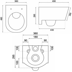 Подвесной унитаз Rea Tores Rimless C1001