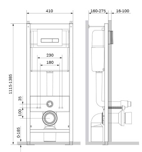 Комплект инсталляции AM.PM Start IS30201.701700 с кнопкой Start S и подвесным унитазом Spirit FlashClean