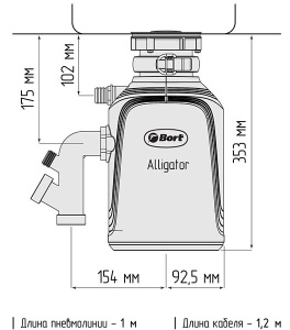 Измельчитель пищевых отходов Bort Alligator 93410754