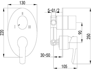 Смеситель встраиваемый Lemark Atlantiss LM3228C (3 функции)