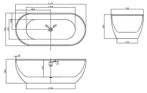 Акриловая ванна Abber AB9241MW, 172х79