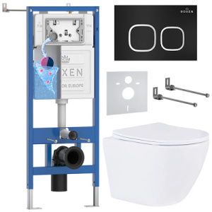 Комплект инсталляции 6 в 1 Roxen StounFix Dual Fresh 543169 с аромадозатором, черный матовый