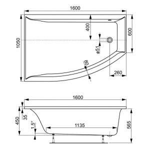 Акриловая ванна Vagnerplast Veronela Offset, 160х105