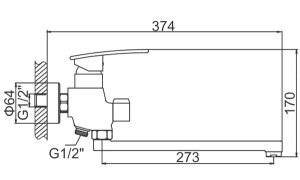 Смеситель для ванны Ledeme H70 L2270