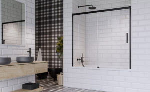 Душевая шторка на ванну Radaway Idea Black PN DWJ, 150х150, прозрачный