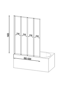 Душевая шторка на ванну AM.PM Like W80BS-100-140CT, 100х140, прозрачный
