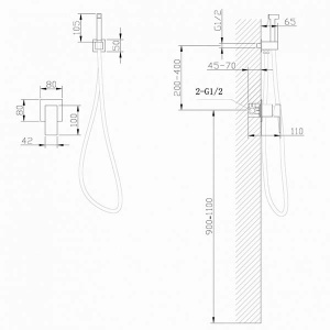 Смеситель встраиваемый Abber Daheim AF8225W с гигиеническим душем
