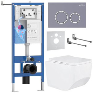 Комплект инсталляции 6 в 1 Roxen StounFix Dual Fresh 966110 с аромадозатором, серый бетон