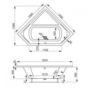 Акриловая ванна Vagnerplast Cavallo Corner, 140х140