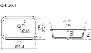 Умывальник CeramicaNova Era CN15006 / CN15007, 57х40