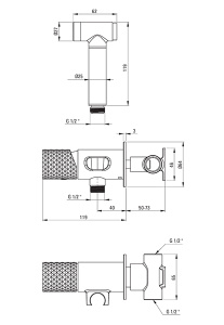 Смеситель встраиваемый Deante Silia Hexa Steel BHS F34M с гигиеническим душем