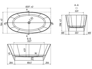 Ванна из искусственного камня Belux Дубай ВД-1600 белый матовый Solid Surface