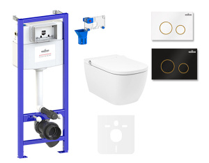 Комплект инсталляции 7 в 1 Lavinia Boho Relfix Smart V-Clean 87561140 / 87561141, матовый черный, золотой глянец