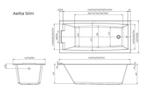 Акриловая ванна Marka One Aelita Slim, 150x75