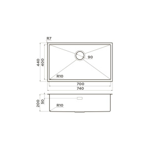 Кухонная мойка Omoikiri Taki 74-U/IF-IN / 74-U/IF-GM / 74-U/IF-LG, 74х44, нержавеющая сталь