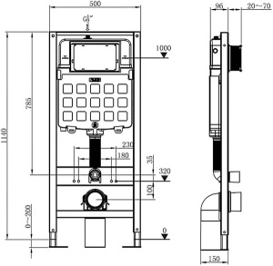 Комплект инсталляции 6 в 1 Amore di mare QuickFit 50114 с подвесным унитазом Temo P322 и клавишей смыва 303W