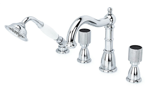 Смеситель на борт ванны Boheme Royal Crystal 396-Royal/CRST black