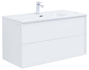 Тумба под умывальник Aquanet Lino 60 / 80 / 100 Flat белый глянец