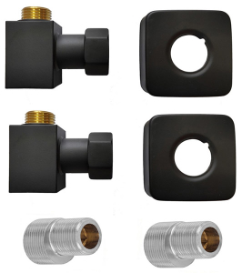 Комплект угловых американок квадратных KV 3/4"х1/2" Г/Ш черный