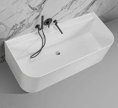 Ванна из искусственного камня Belux Атланта BA-1700 с подставкой, белая матовая Solid Surface