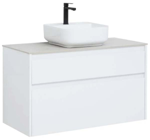 Тумба под умывальник Aquanet Nova Lite 90 / 100 1 ящик белый глянец под столешницу