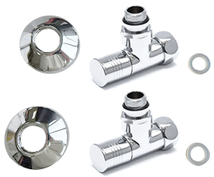 Комплект вентилей угловых колпачковых 3/4''х1/2" Г/Ш + отражатели хром
