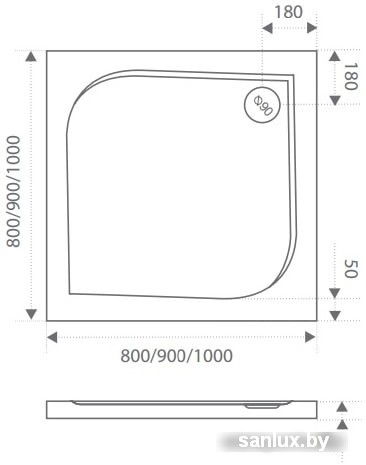 Душевой поддон Good Door Квадро 80x80 Грей (серый) фото 1