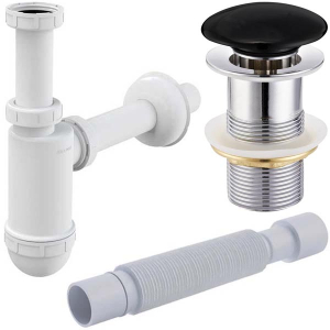 Сифон для умывальника Alcaplast с донным клапаном Roxen PD01B (black) без перелива и гофрой