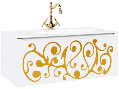Тумба под умывальник Aqwella Clarberg Elegance 100 / 120 белый золото