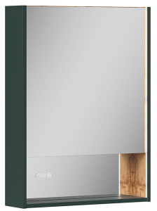 Шкаф-зеркало Equil Gleam LED 60.1D зеленый камень / дуб вотан