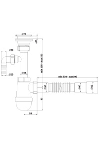 Сифон Ани 1 1/2"*40 с отв.с/м с г/тр.40*40/50 С0315 (Россия)